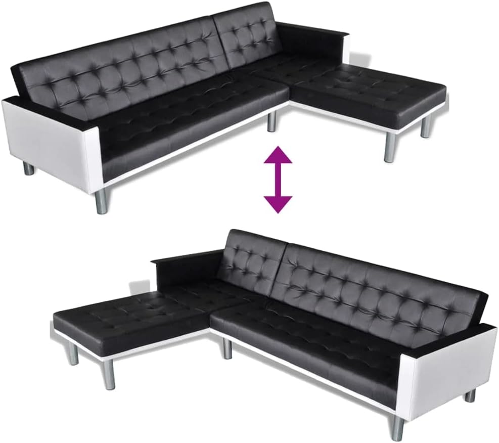 Black L-Shaped Sofa Bed D636786