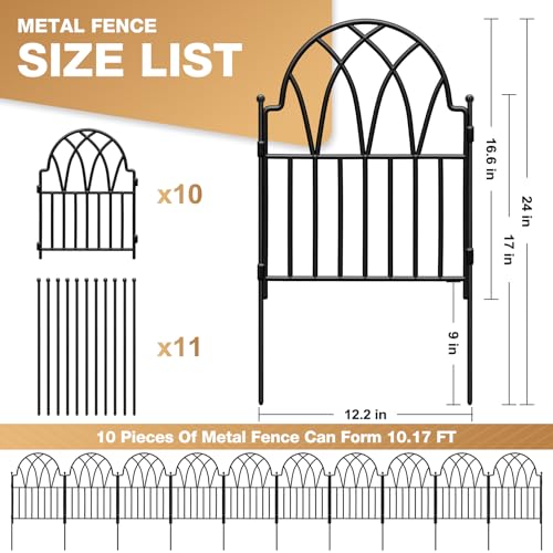 Arched Metal Fence Panel 24 in x 10.17ft No Dig Animal Barrier U838