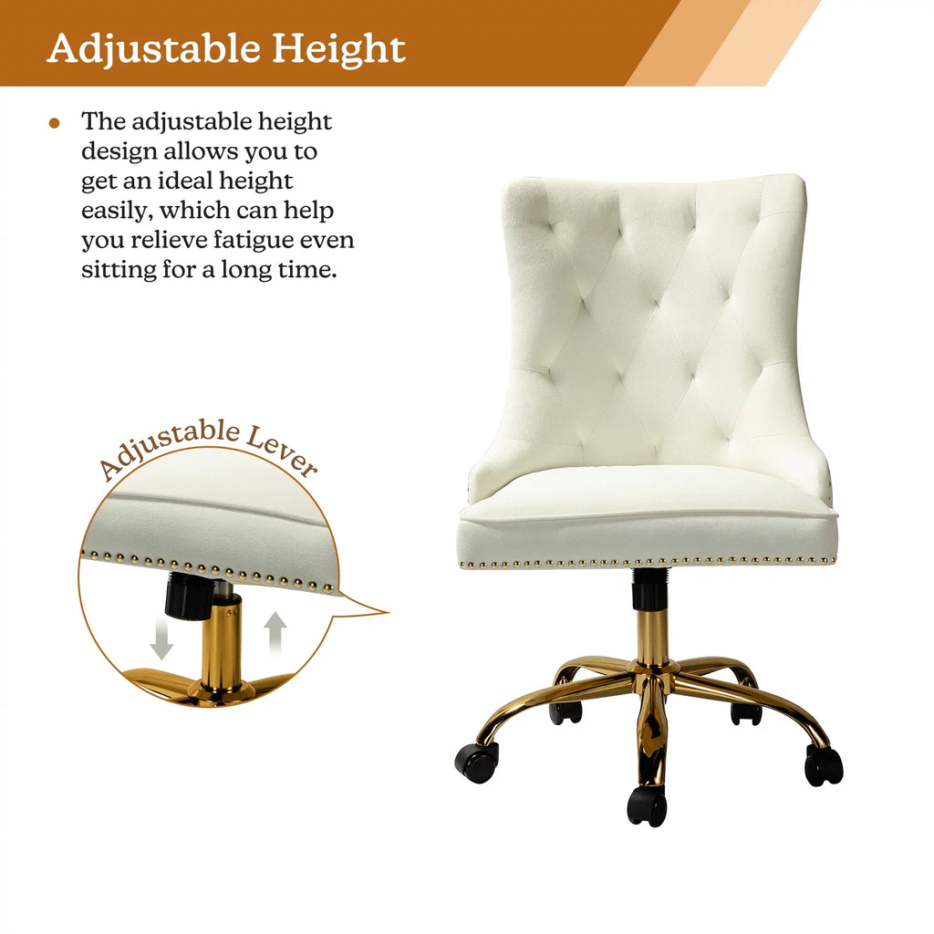 Velvet Tufted Wingback Upholstered Swivel Adjustable Office Chair O830