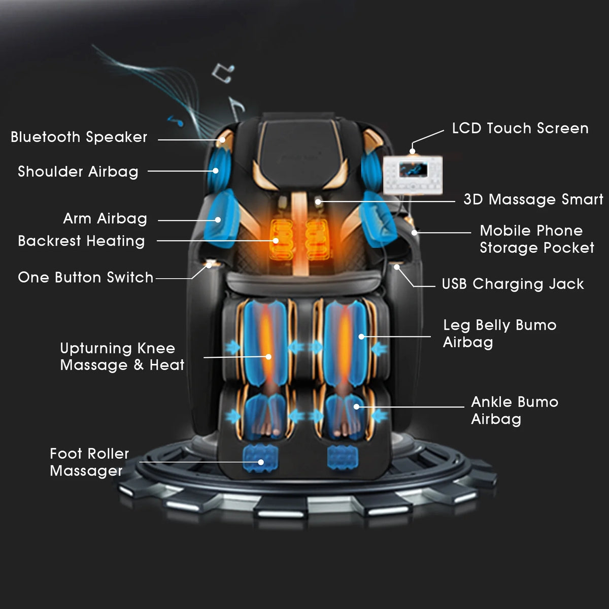 SL Track Zero Gravity Massage Chair Recliner with Foot Roller H7954