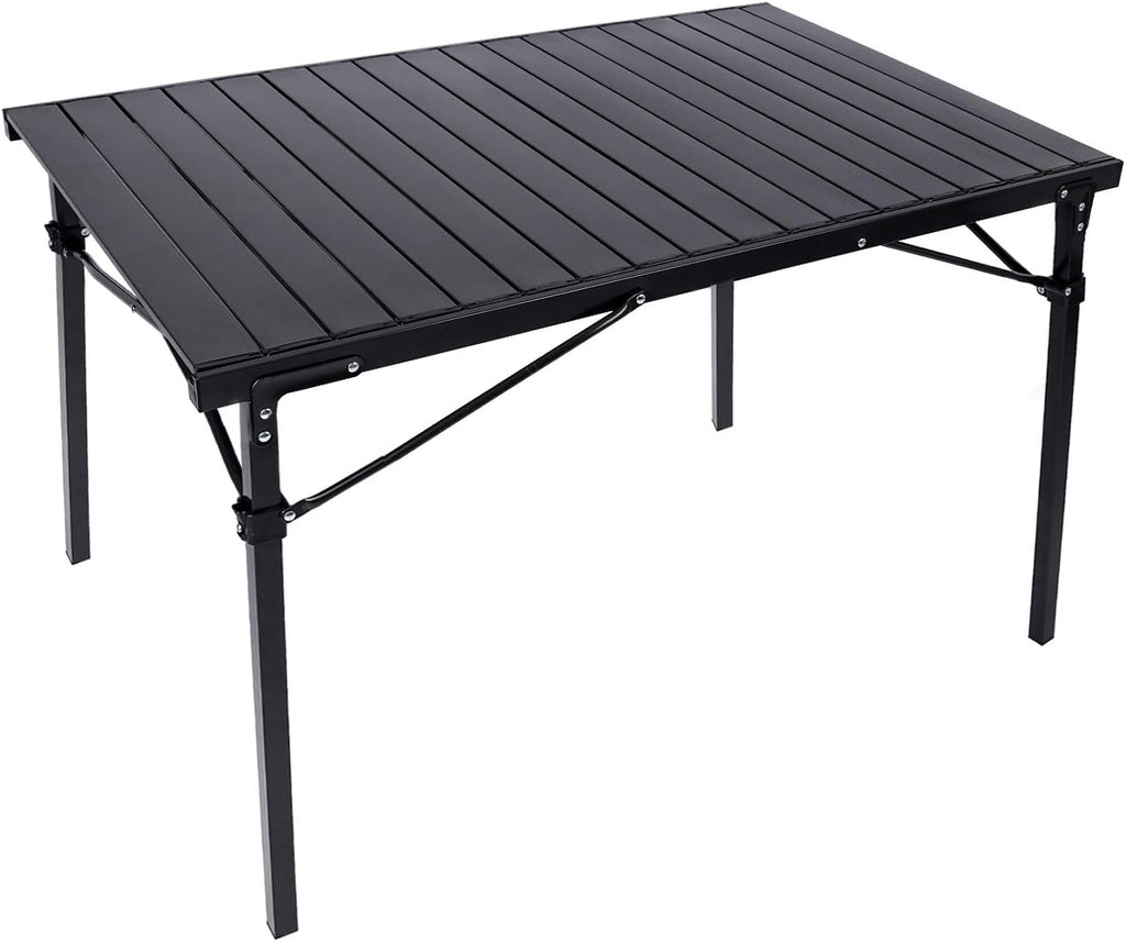 Aluminum Camping Table with Mesh Storage, Black, 37x25 Inch E4798