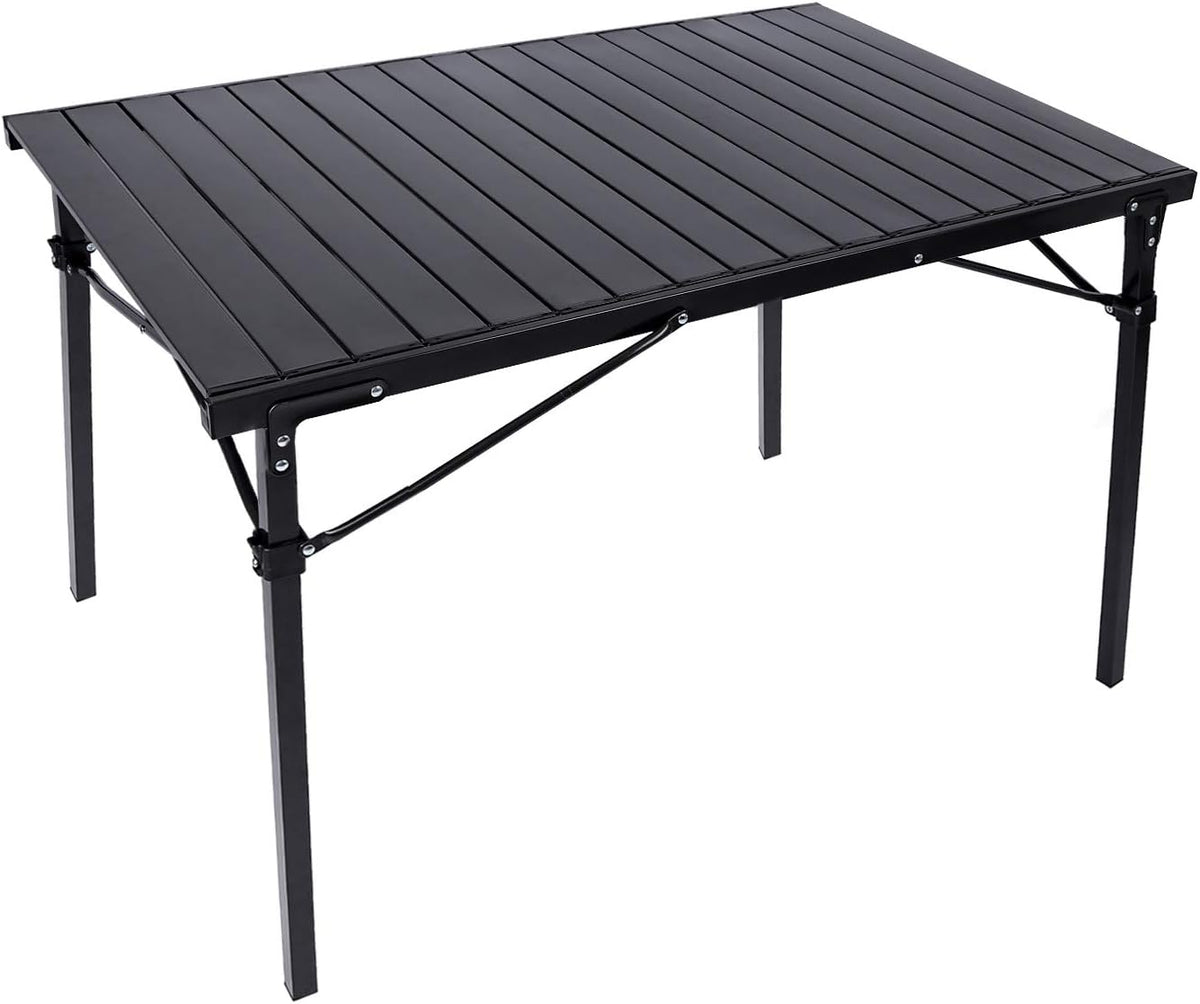Aluminum Camping Table with Mesh Storage, Black, 37x25 Inch E4798
