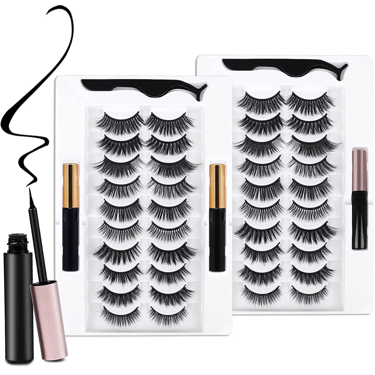 3D Magnetic Eyelash Kit with 4 Magnetic Eyeliners and 2 Tweezers S207569