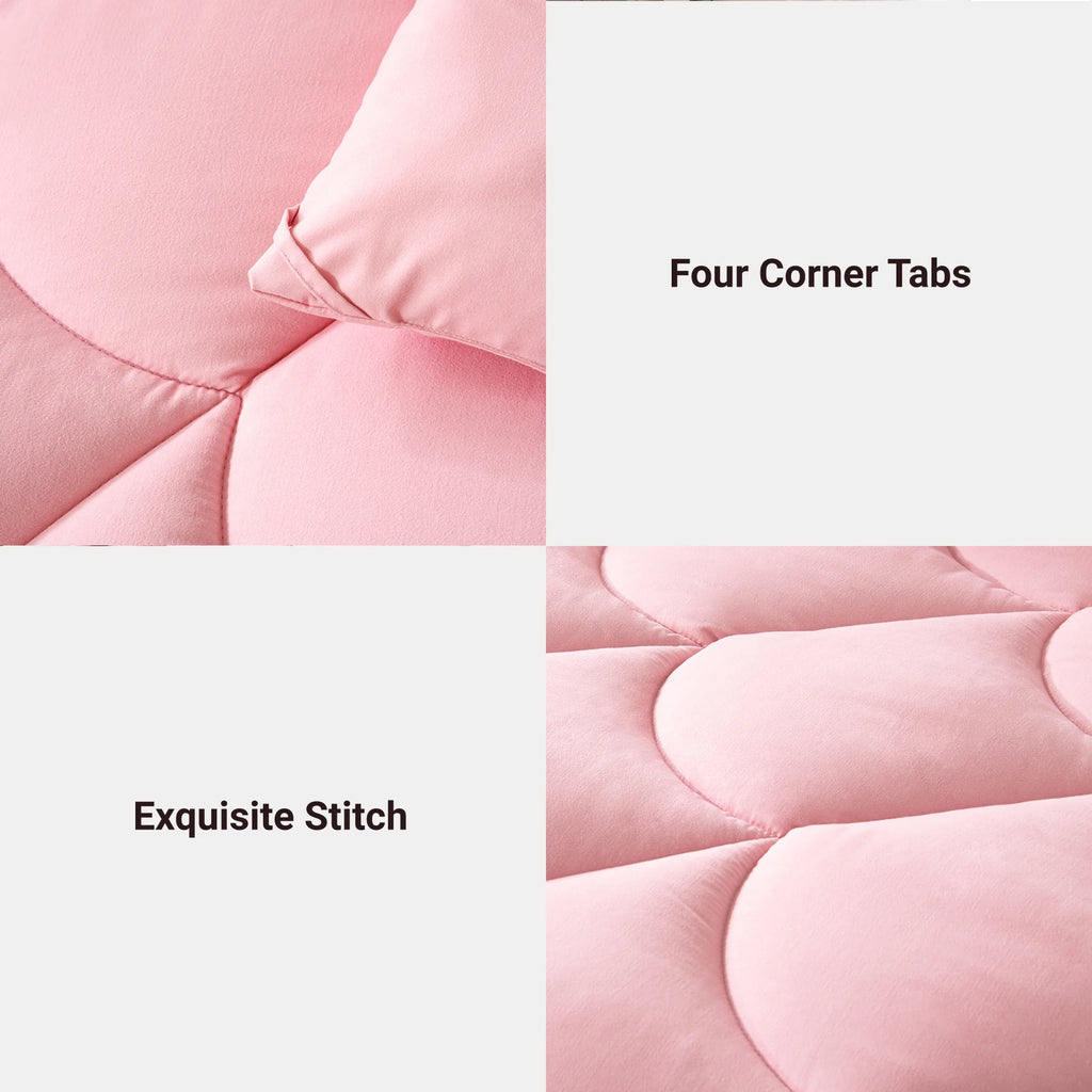 3 Pieces Reversible California King Pink Comforter Set G774