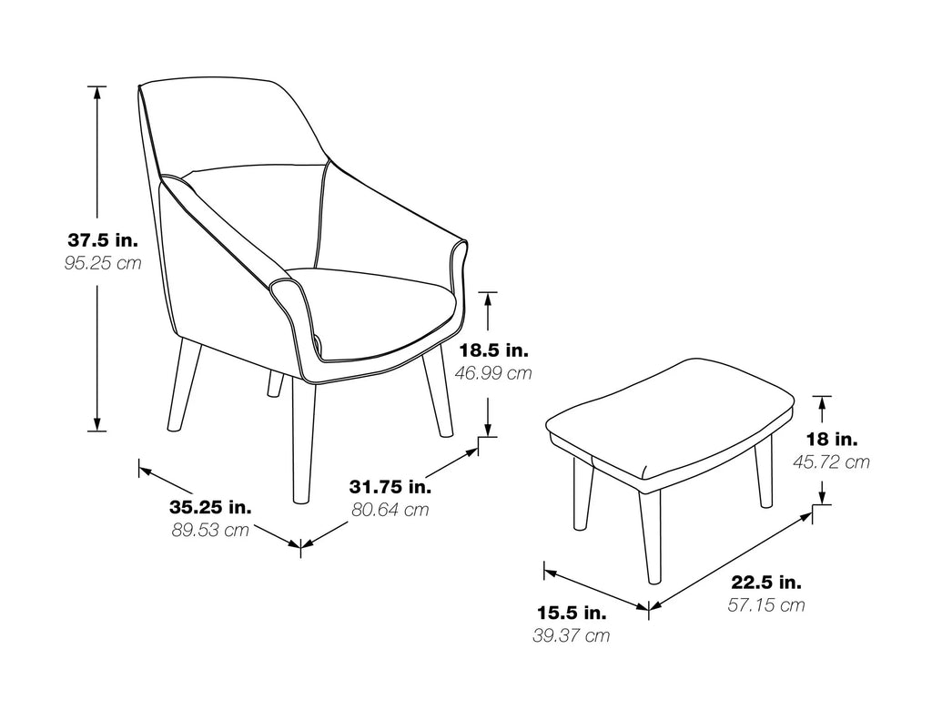 Cream Faux Leather Chair and Ottoman B961