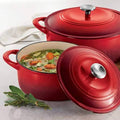 Enameled Cast Iron Dutch Oven 2-Pack Red E393