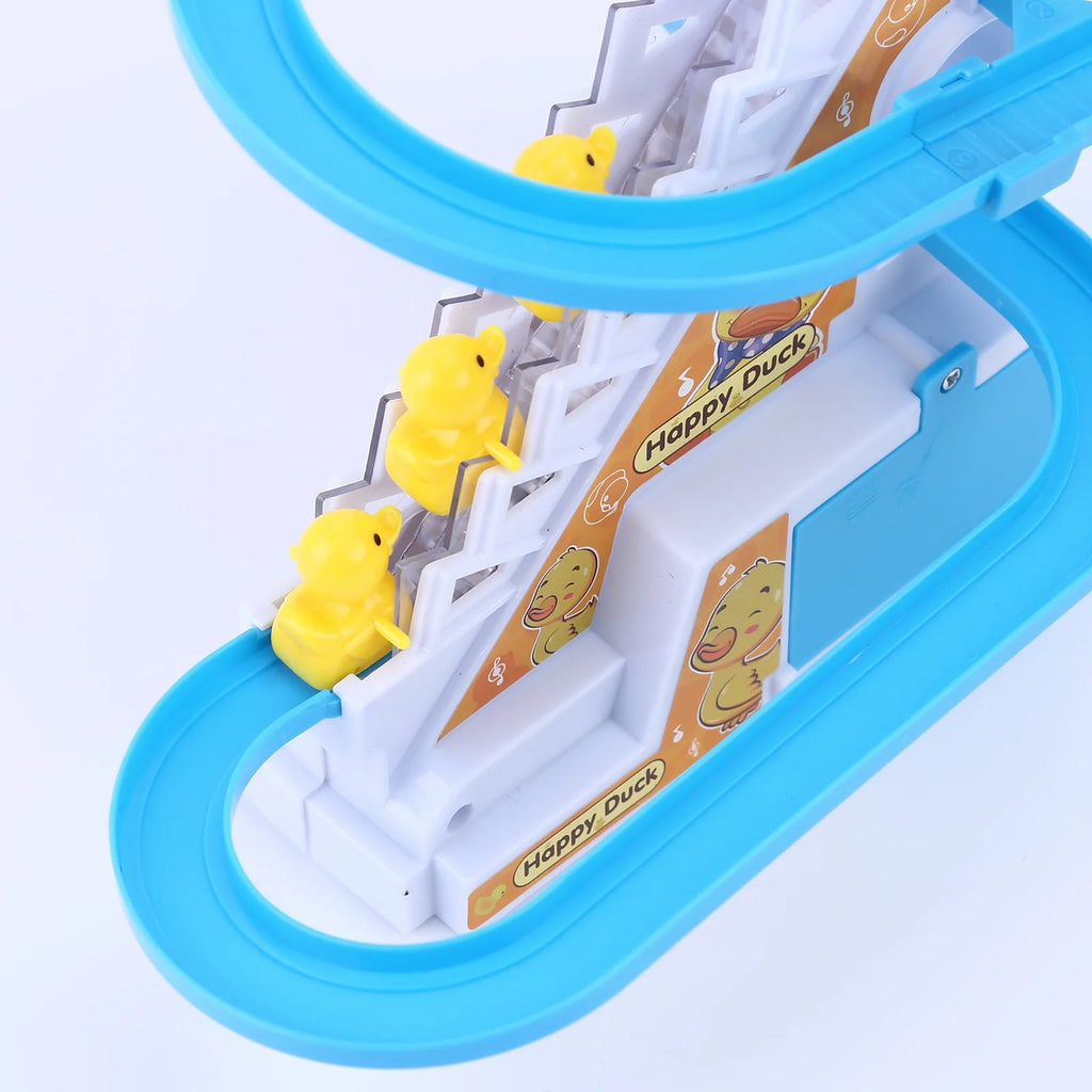 Electric Duck Roller Coaster Toy Climbing Stairs Slide Set F55296