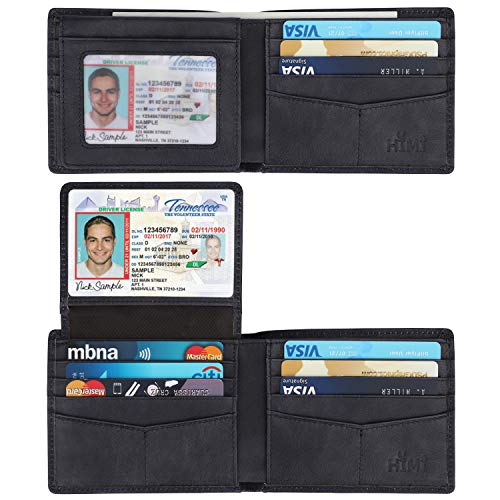 Genuine Leather Bifold Wallet with 2 ID Window F567
