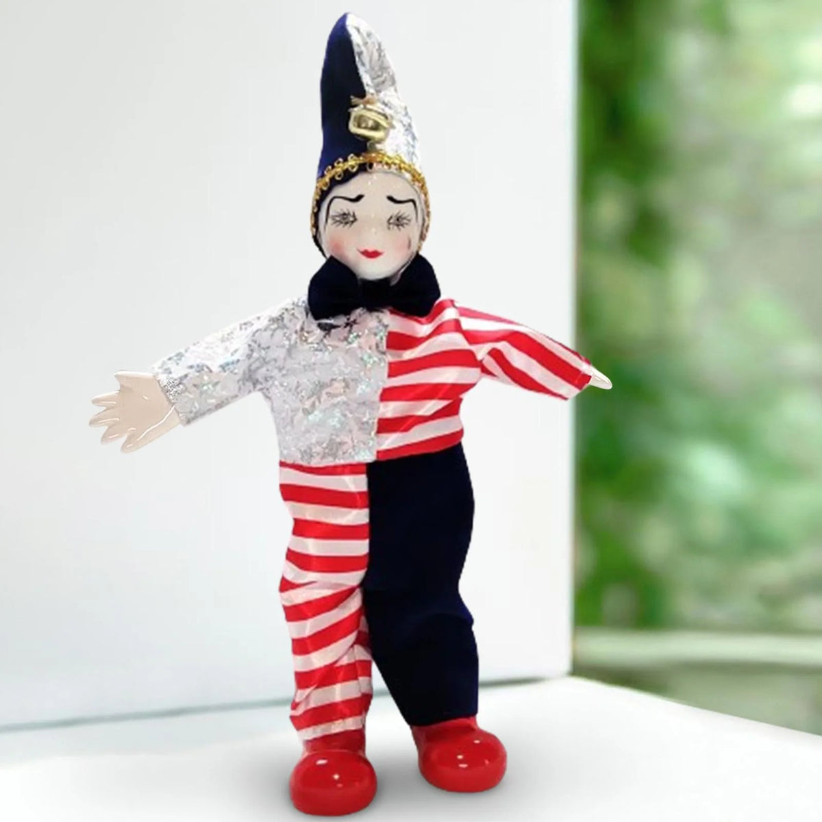 Clown Doll Harlequin Doll Antique Doll Collections Toy, 9.84'' Movable Joint Jester Doll V689122