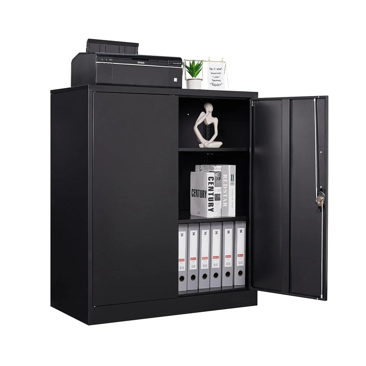 Metal Storage Cabinet with 2 Adjustable Shelves A650