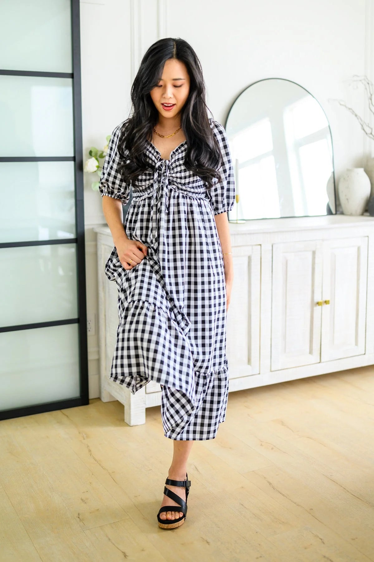 Gingham Midi Dress H391