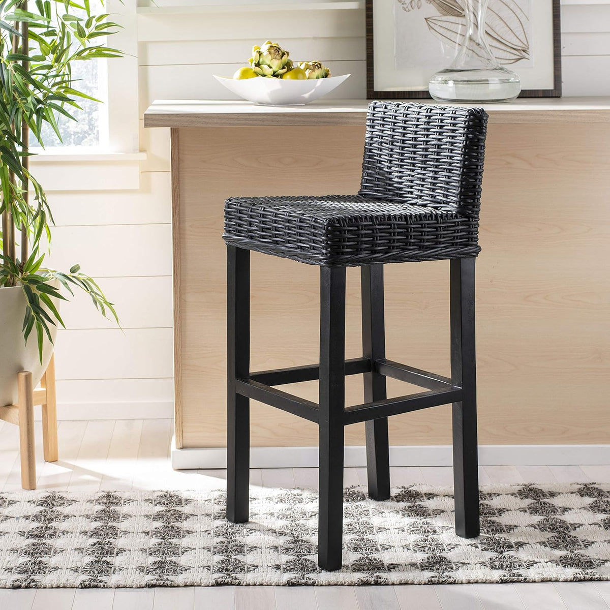 Cappuccino Wicker 30-inch Bar Stool T21468