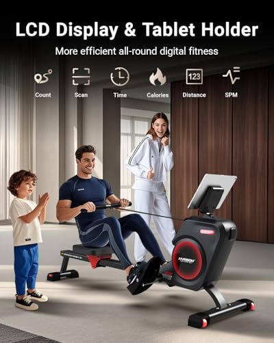Magnetic Rowing Machine with Bluetooth, 350 LB Weight Capacity A621
