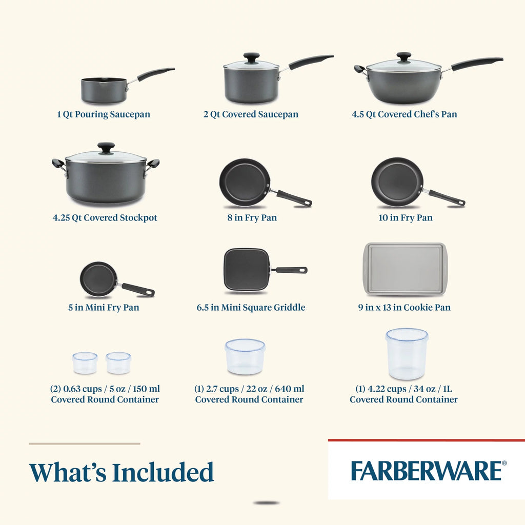 20 Pc Aqua Nonstick Aluminum Cookware Set G2620