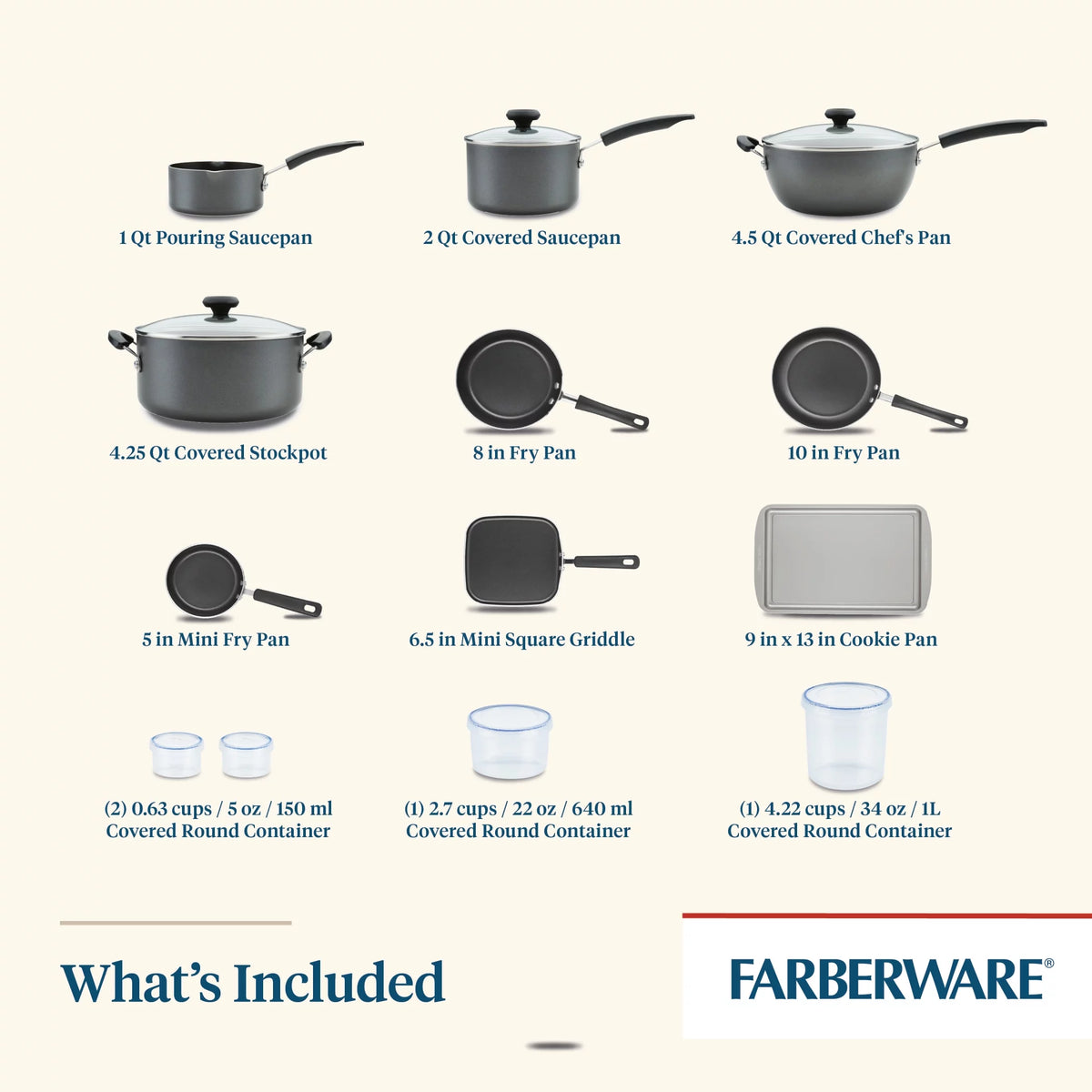 20 Pc Aqua Nonstick Aluminum Cookware Set G2620