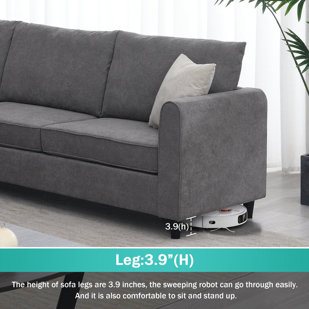 Gray Upholstered Sectional Sofa U3258