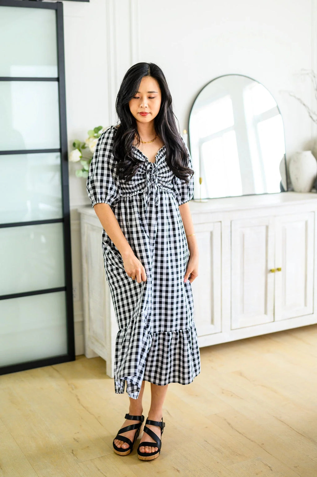 Gingham Midi Dress H391