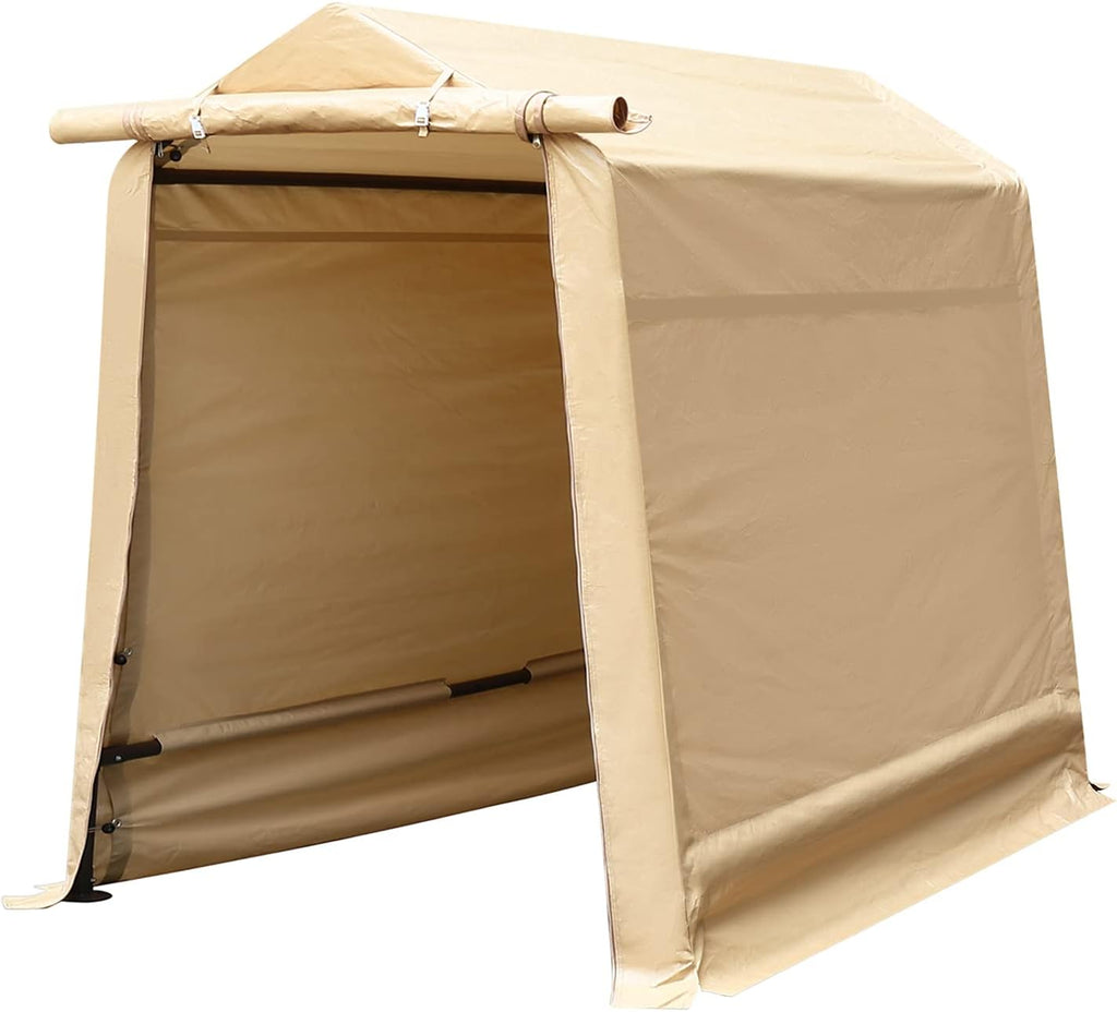 Gray Steel Metal Outdoor Storage Shed with Roll-up Zipper Door P8803