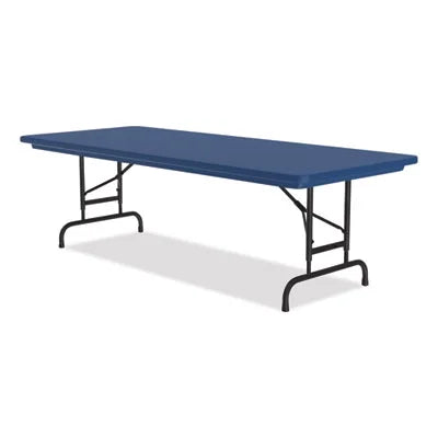 Adjustable Folding Tables, Rectangular, 60" x 30" x 22" to 32", Blue Top, Black Legs E21510