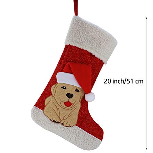 18’’ Red Felt Cat Christmas Stocking E133