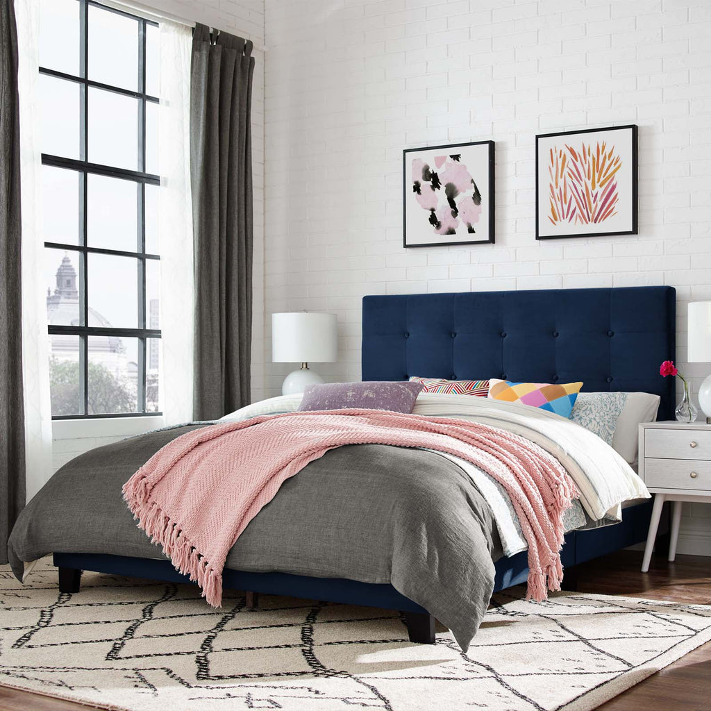 Wood Platform Bed Full Twin Blue Black C2985