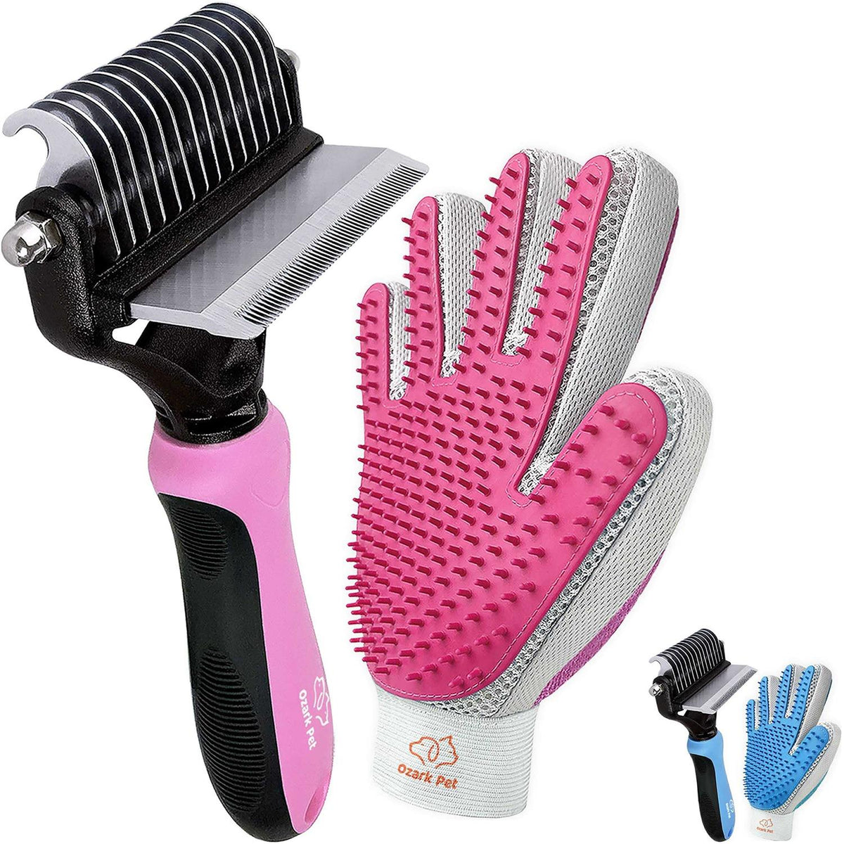 Dog and Cat Deshedding Brush and Shedding Glove D48399