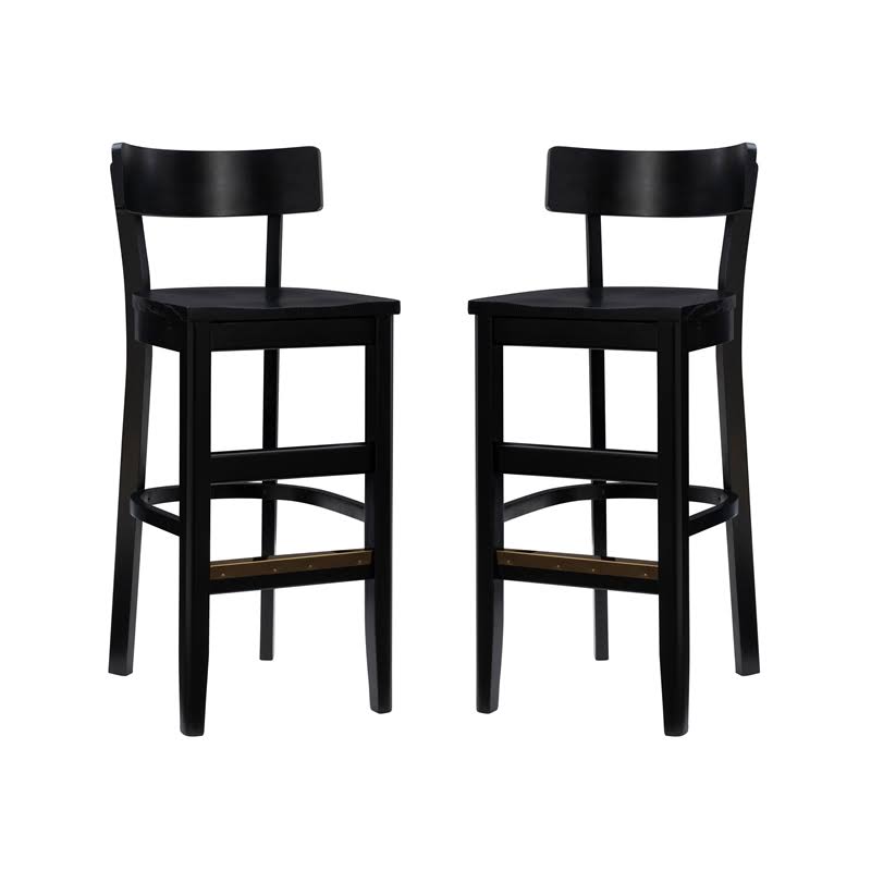 Solid Wood Set of Two Barstools in Black G27599