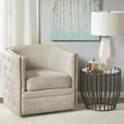 Cream Swivel Barrel Chair M8705