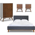 Queen Platform Bed 2 Nightstands 5-Drawer Dresser 4 Piece Set Q6755