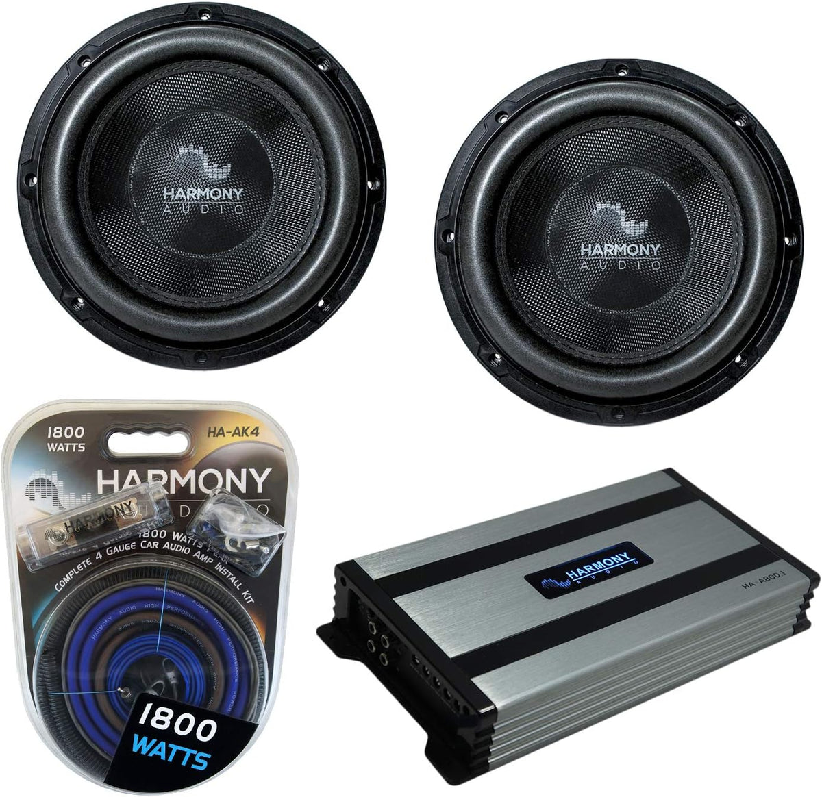 2 Car Subwoofer Bundle with Amplifier & Amp Kit V646