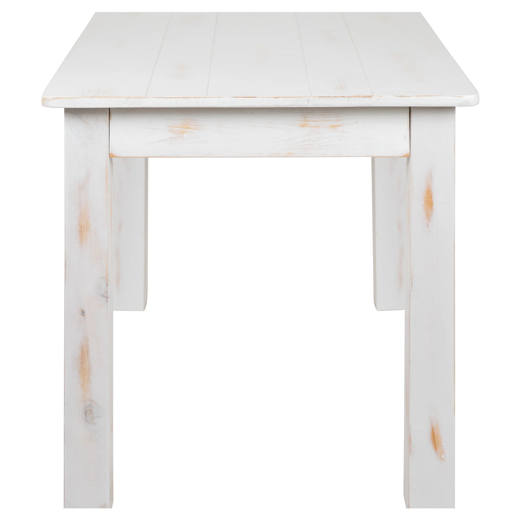 46" x 30" Rectangular Antique Rustic White Solid Pine Dining Table V730