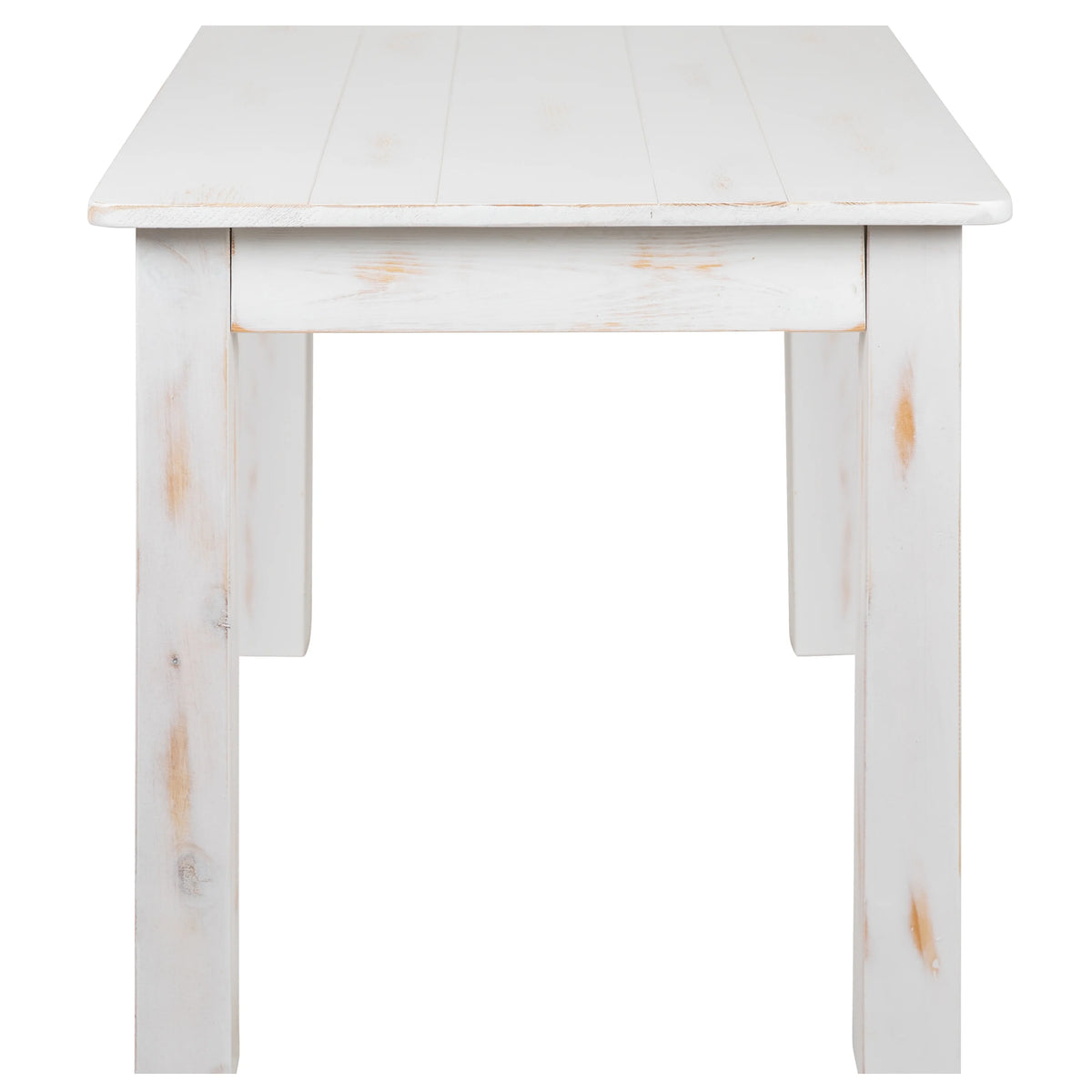 46" x 30" Rectangular Antique Rustic White Solid Pine Dining Table V730