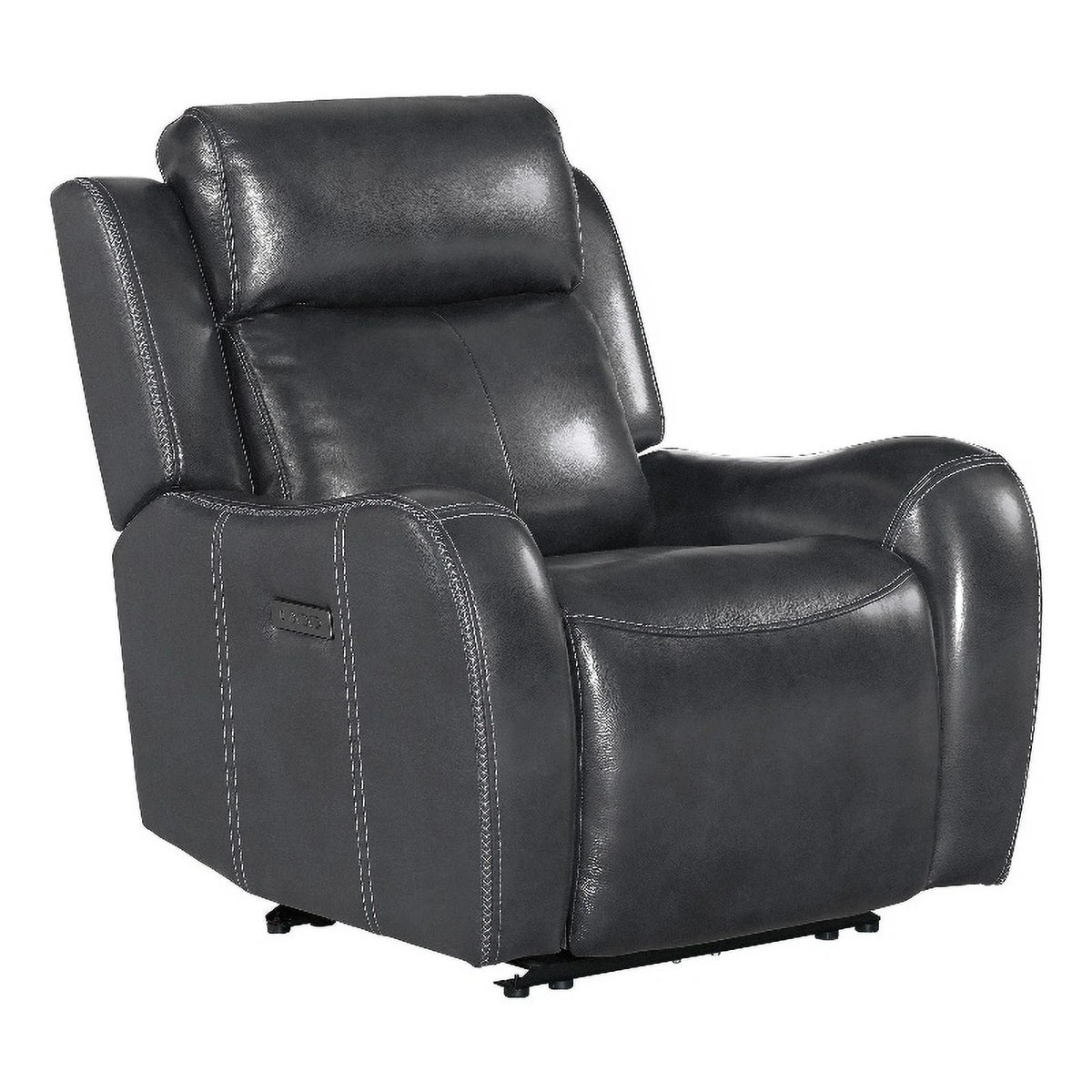 Charcoal Gray Leather Dual-Power Recliner Z534