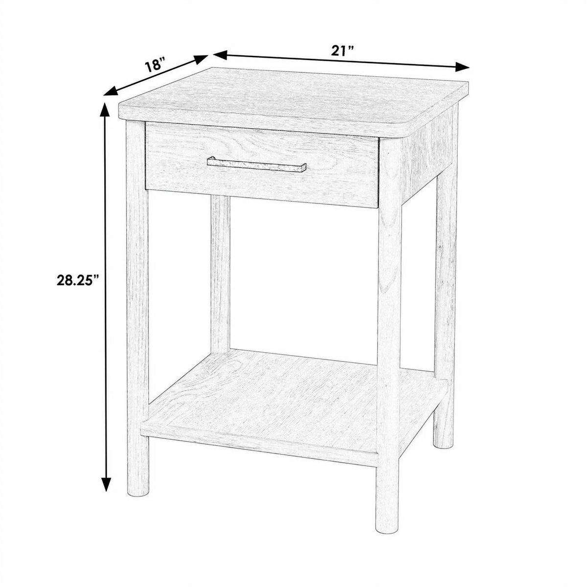 Soft Brown 1 Drawer Wood Nightstand U762828