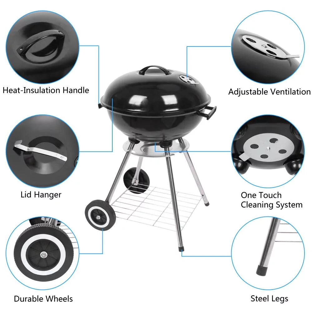 18" Portable Charcoal Grill with Wheels K41460