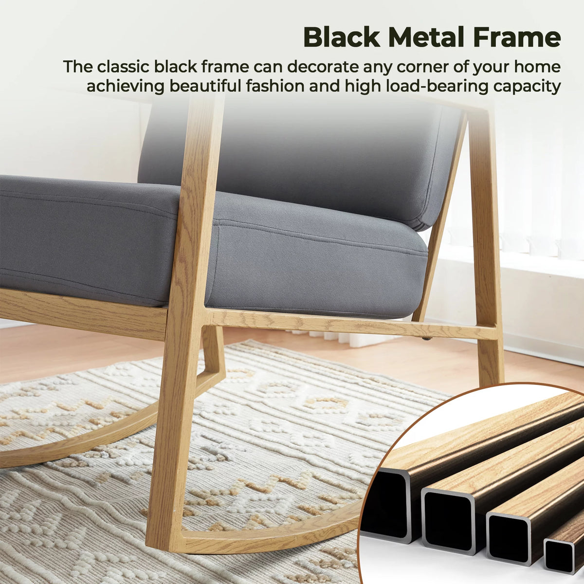 Gray Upholstered Rocking Chair B615