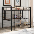 Black Loft Bed with Desk and Shelves U1728
