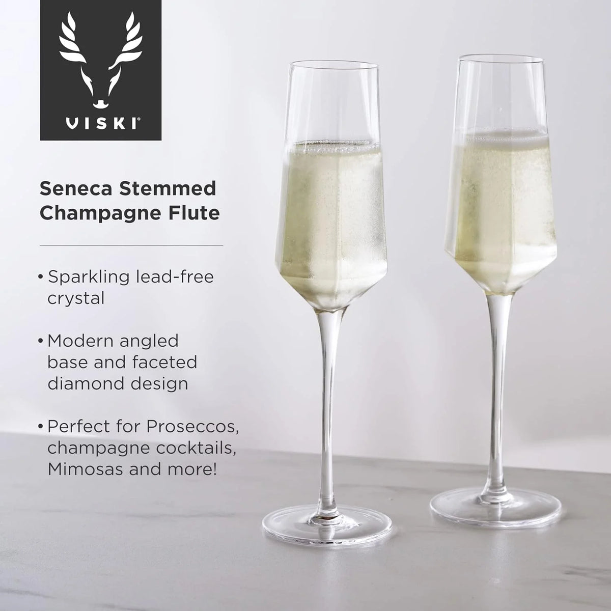 Clear 9 Oz Stemmed Champagne Flutes Set of 2 N796470