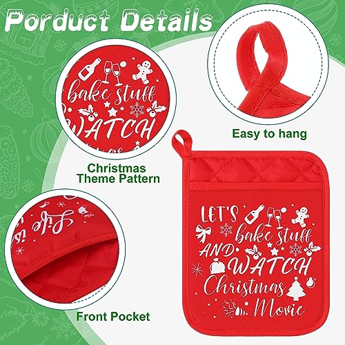 12 Pcs Red Green Pot Holders with Pockets Oven Mitts H776495