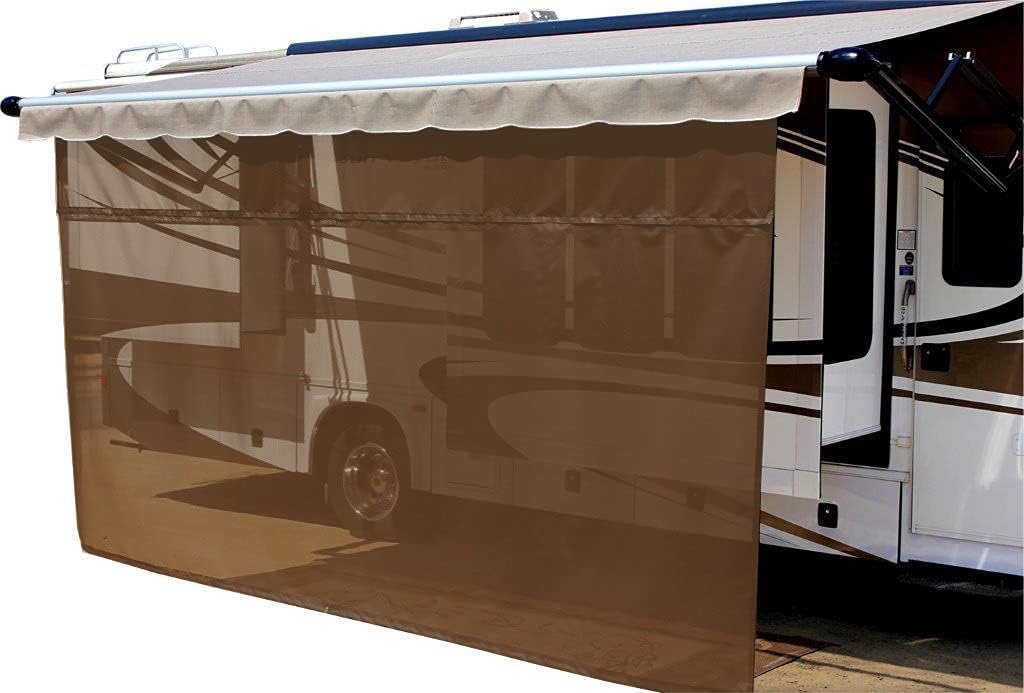 Grey 10' x 9' Solar Mesh RV Awning Sun Shade S8174