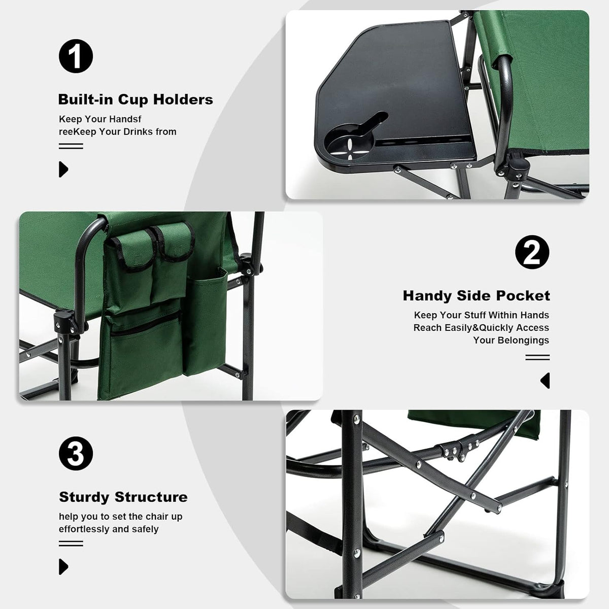 Portable Folding Camping Chair with Side Table and Carry Bag O64895
