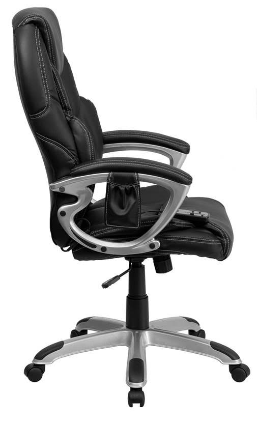 High Back Ergonomic Massaging Swivel Office Chair Black/Silver E741815