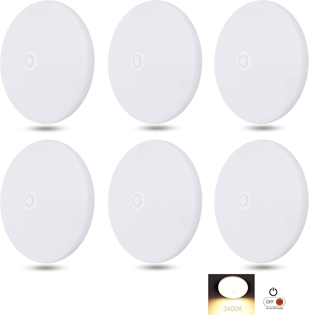 4-1/2'' LED Puck Light 6-Packs with Push Switch 4000K Cool White Z7278