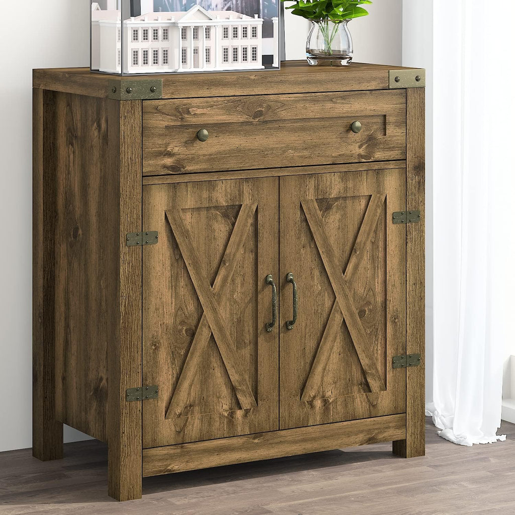 Rustic Oak Storage Cabinet with Drawer & 2 Doors L2258