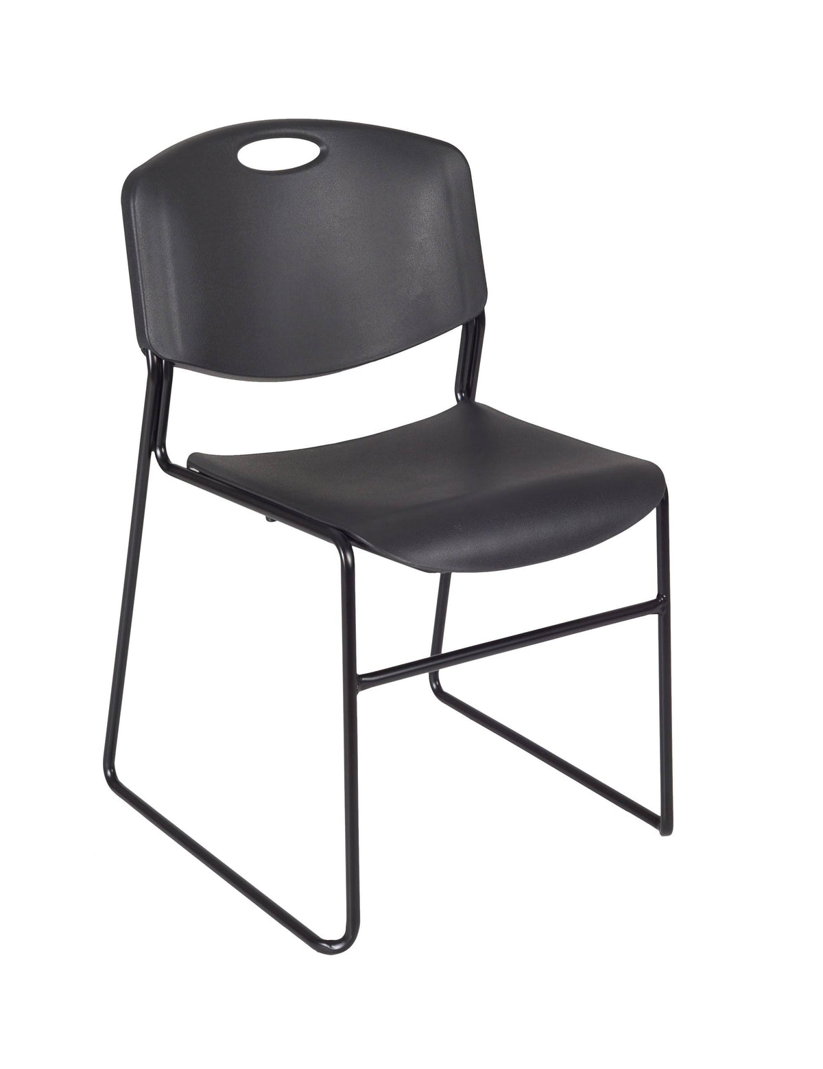 Mahogany Square Breakroom Table & 4 Black Stack Chairs O258443