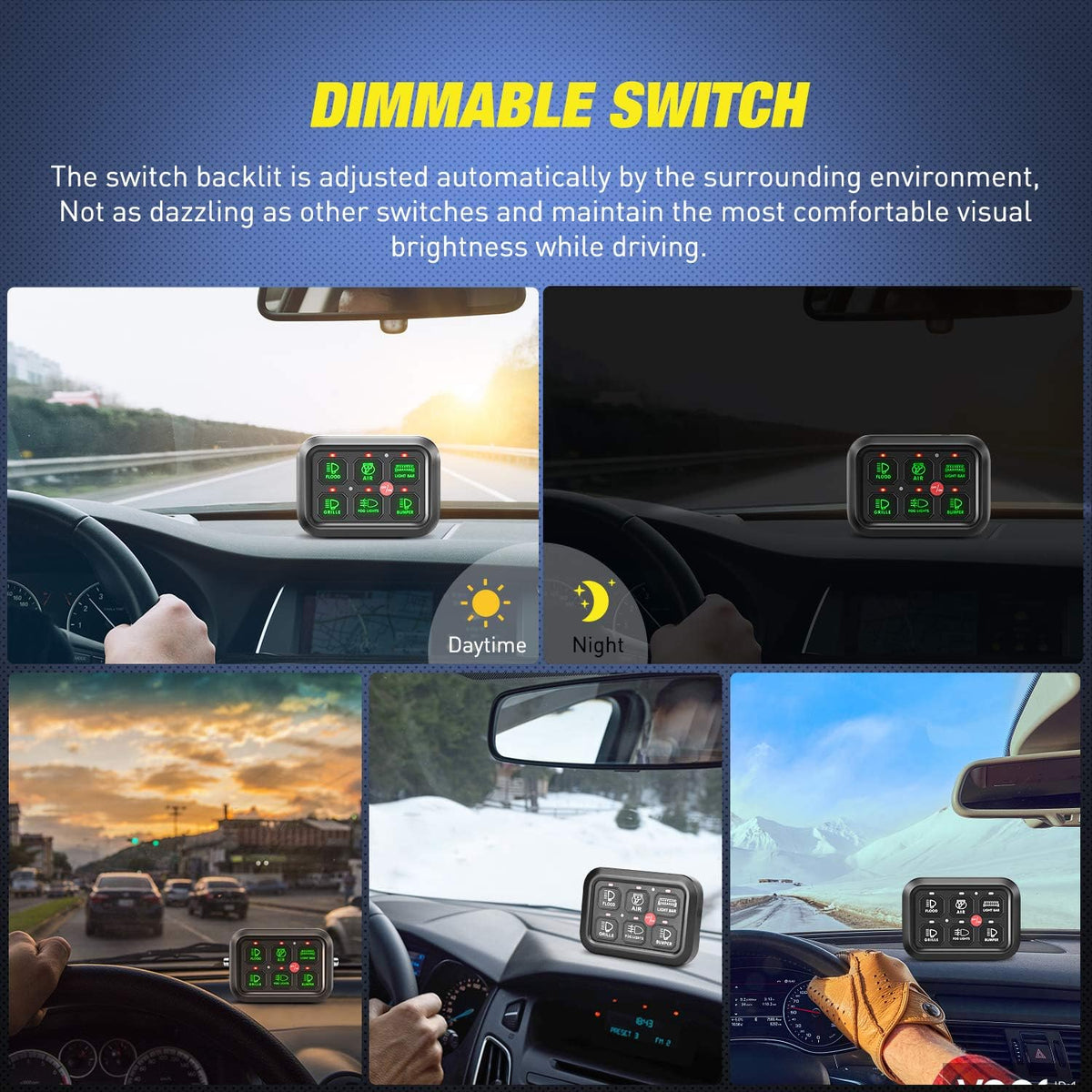 6 Gang Switch Panel Circuit Control Relay System with Fuse Wiring Harness Automatic Dimmable ON-Off LED Switch Pod D140527