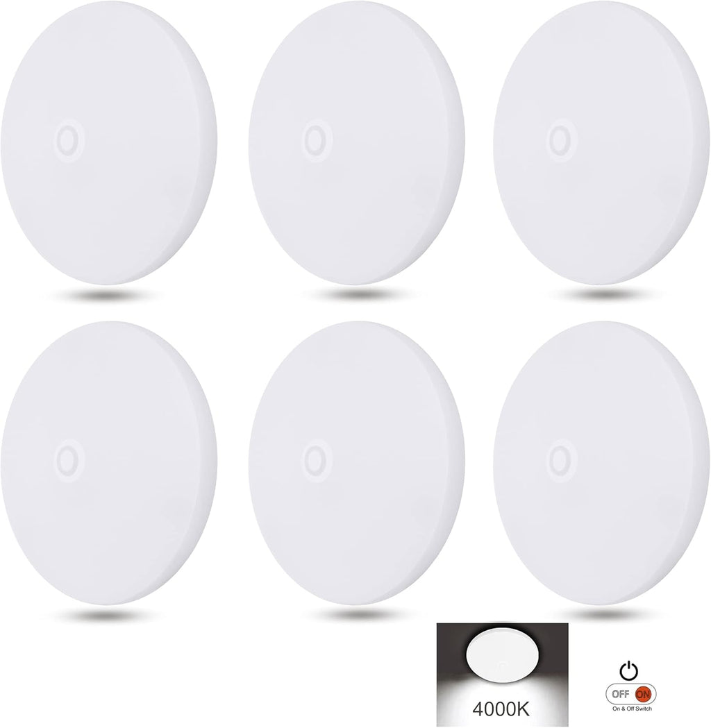 4-1/2'' LED Puck Light 6-Packs with Push Switch 4000K Cool White Z7278