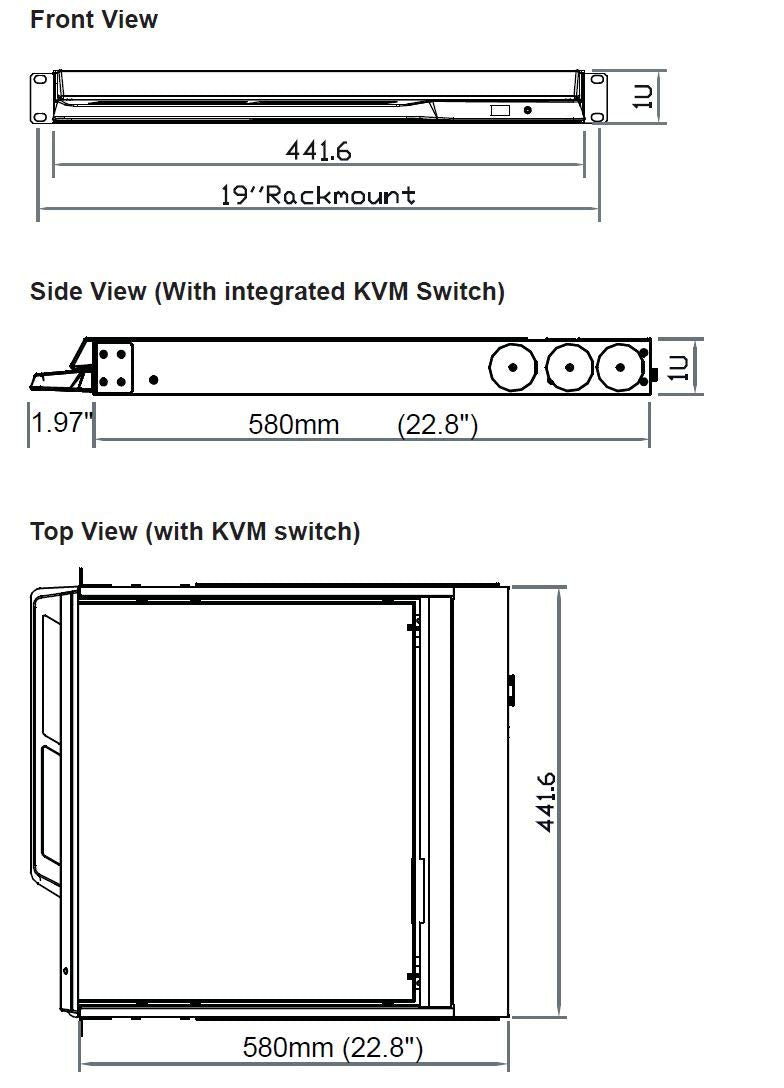 1U 19 Rackmount Monitor with 8 Port KVM Switch T817965