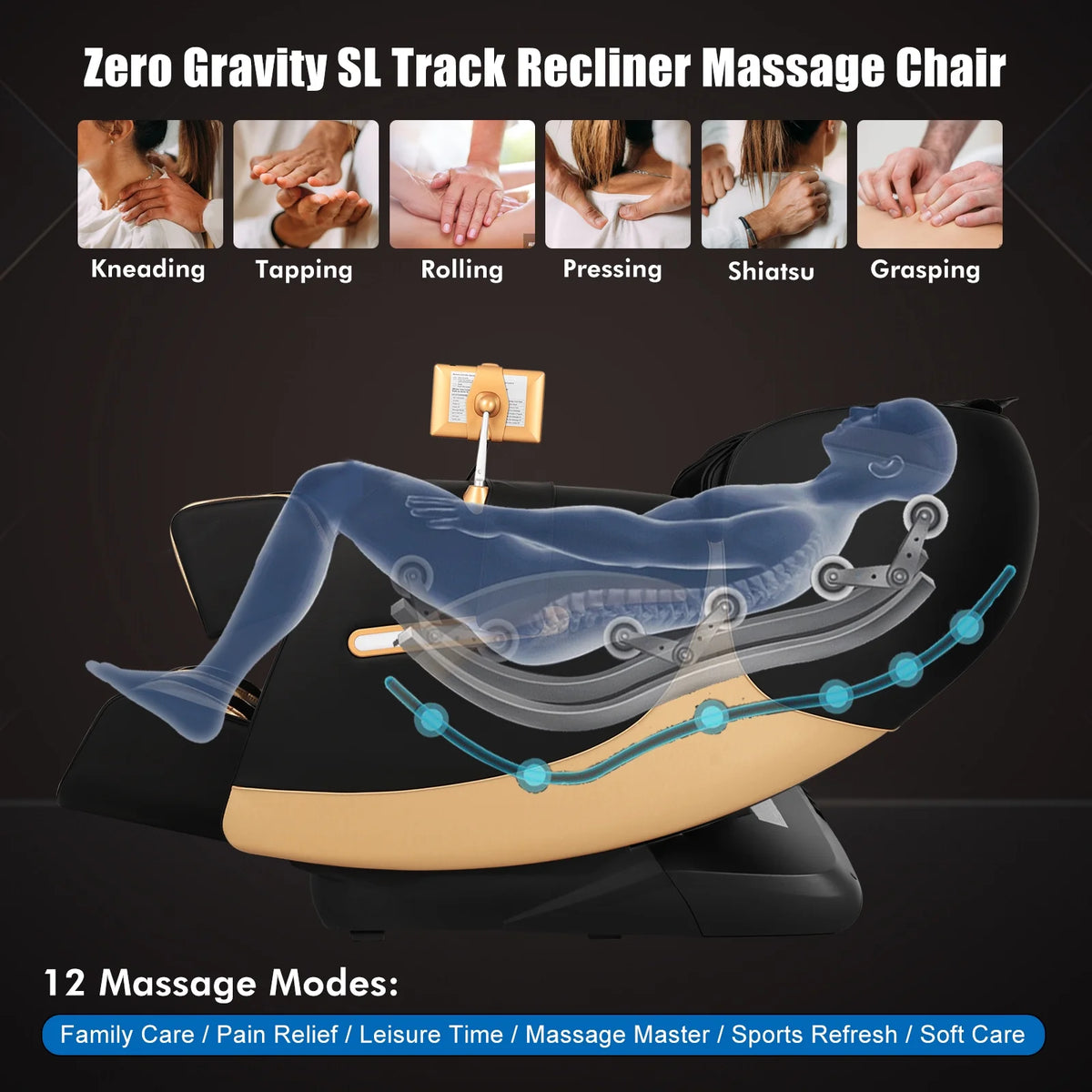 SL Track Zero Gravity Massage Chair Recliner with Foot Roller H7954