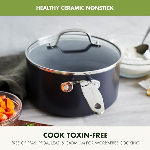 2QT and 3QT Hard Anodized Ceramic Nonstick Saucepan Pot Set with Lids, Gray F52086